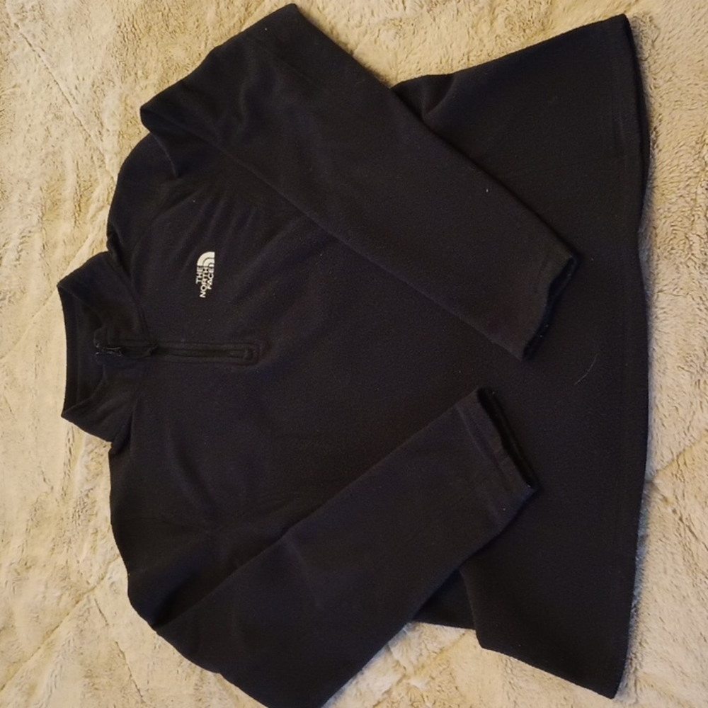 The North Face black quarter zip fleece pullover size large.